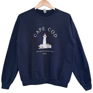 🌈 6/$60 Cape Cod Lighthouse 1685 Medium Weight Sweatshirt Navy Blue Size Medium